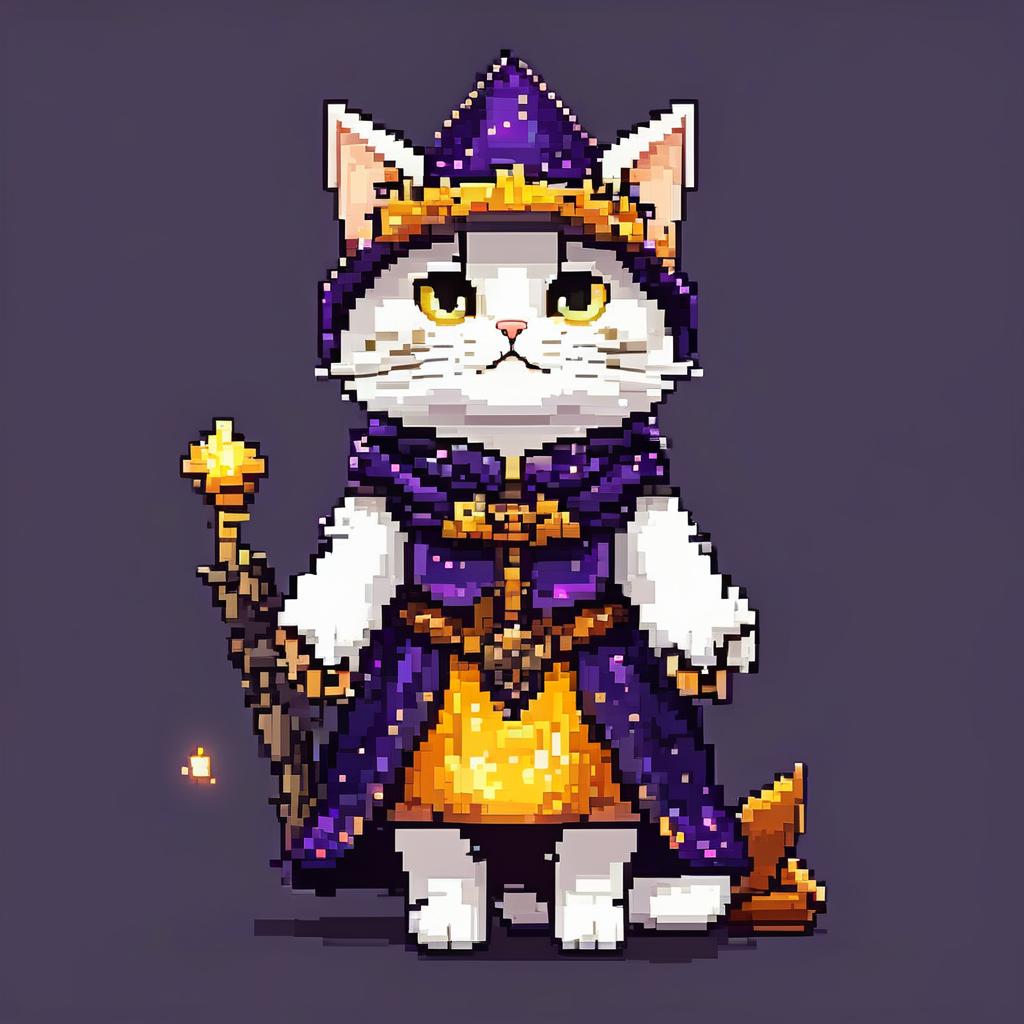 A cat dressed as a wizard holding a wand